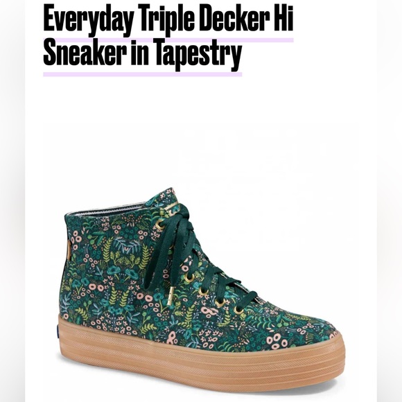 RARE Rifle Paper Co. x Keds Tapestry Everyday Triple Decker Hi Sneaker - Picture 2 of 16